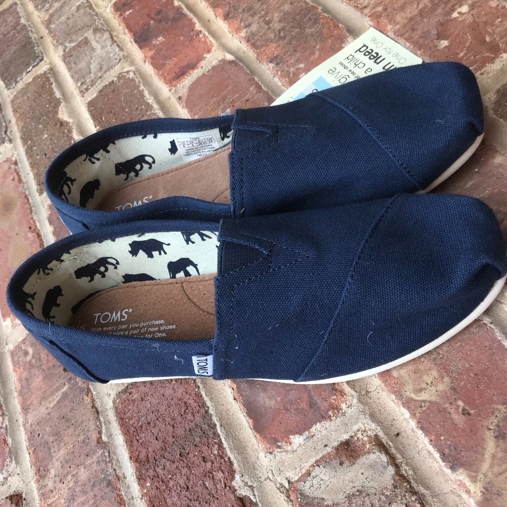 Navy Canvas Toms shoes size 8
